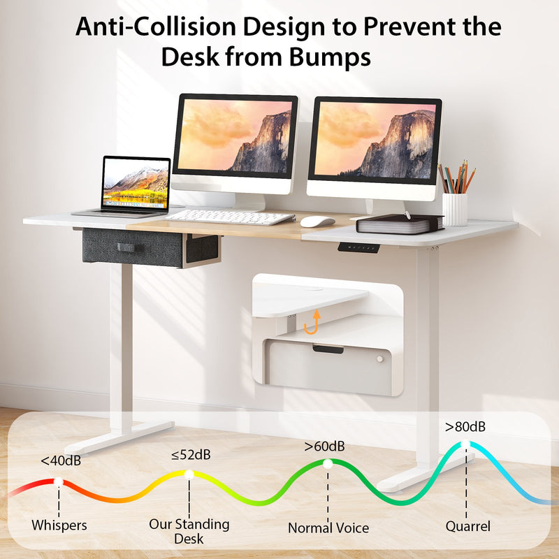 Height Adjustable Electric Standing Desk with USB Charging Port-Natural