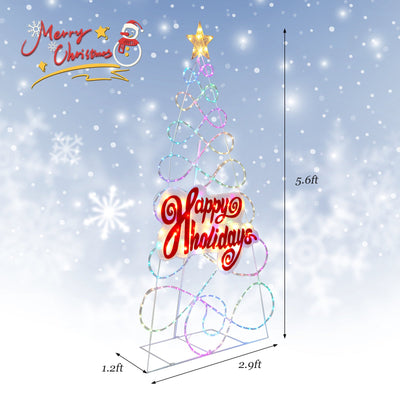 5.6 FT Outdoor Colorful Christmas Tree with 216 LED Lights and 6 Lighting Modes