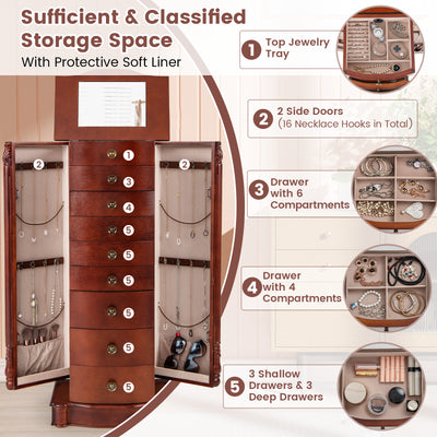 *Large Wooden Jewelry Storage Box Organizer