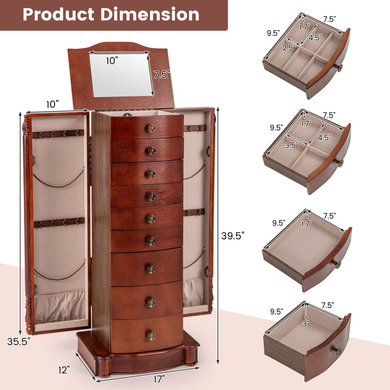 *Large Wooden Jewelry Storage Box Organizer