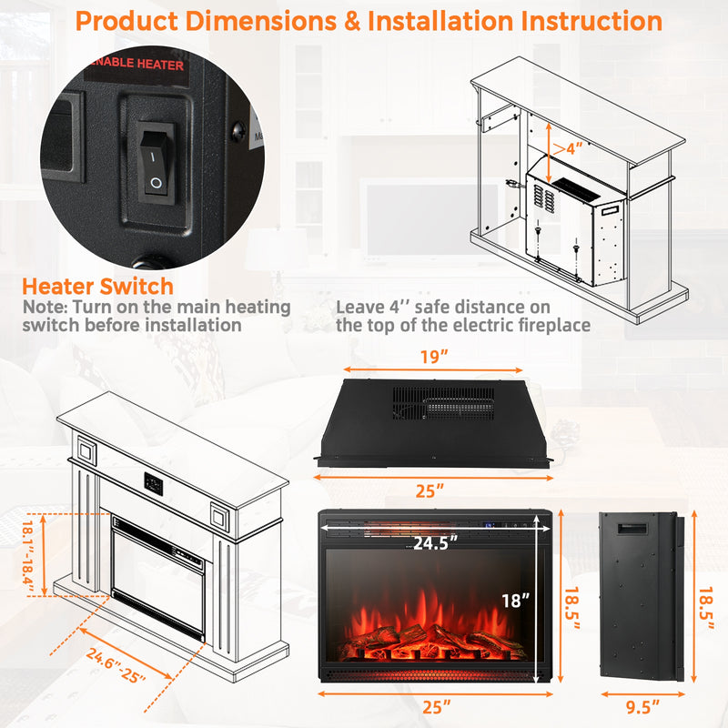 *25 Inch Recessed Electric Heater