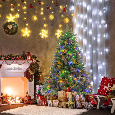 5/6/7 Feet Pre-lit Artificial Christmas Tree with Branch Tips and LED Lights-5 ft