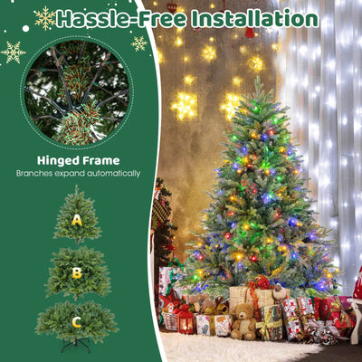 5/6/7 Feet Pre-lit Artificial Christmas Tree with Branch Tips and LED Lights-5 ft