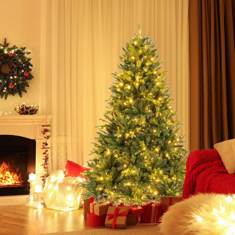 5/6/7 Feet Pre-lit Artificial Christmas Tree with Branch Tips and LED Lights-6 ft