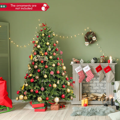 5/6/7 Feet Pre-lit Artificial Christmas Tree with Branch Tips and LED Lights-6 ft