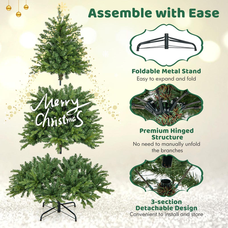 5/6/7 Feet Pre-lit Artificial Christmas Tree with Branch Tips and LED Lights-7 ft