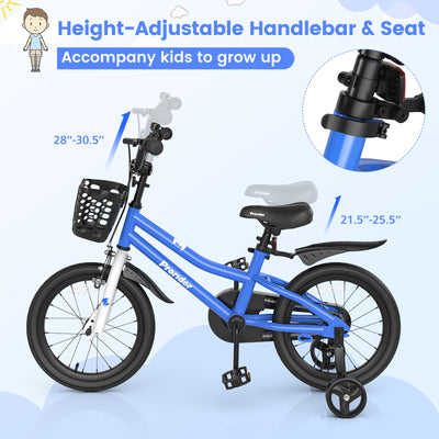 16 Inch Kids Bike with Removable Training Wheels-Blue