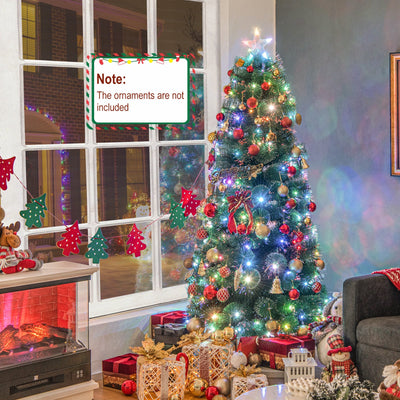 5/6/7 FT Pre-Lit Fiber Optic Christmas Tree with 148/185/226 Multi-Color LED Lights and Top Star Light-6 ft