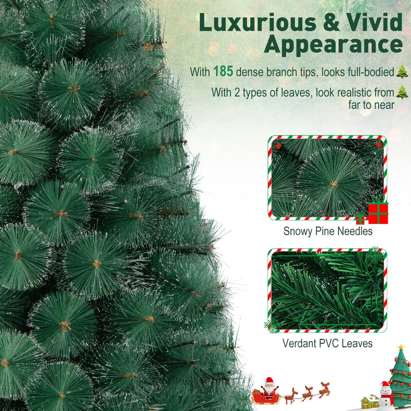 5/6/7 FT Pre-Lit Fiber Optic Christmas Tree with 148/185/226 Multi-Color LED Lights and Top Star Light-6 ft