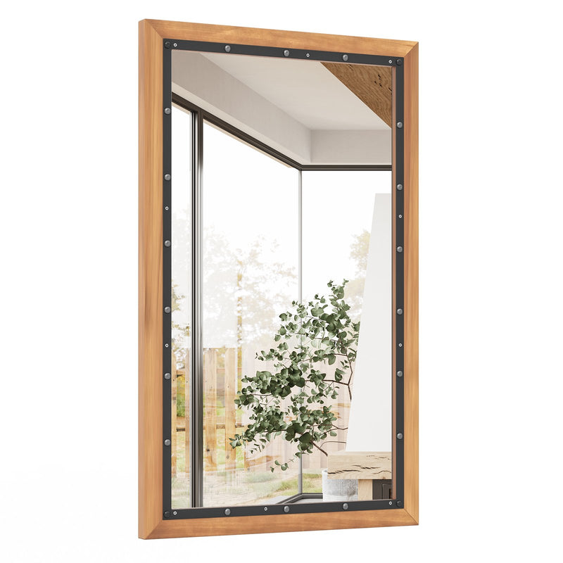 22 x 36 Inch Rectangular Frame Decor Wall Mounted Mirror with Back Board-Natural