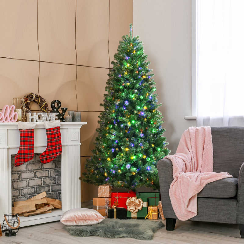 Artificial Hinged Christmas Tree with Remote-controlled Color-changing LED Lights-7&
