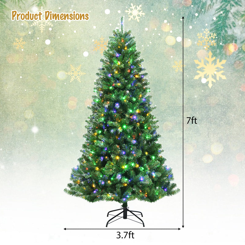 Artificial Hinged Christmas Tree with Remote-controlled Color-changing LED Lights-7&