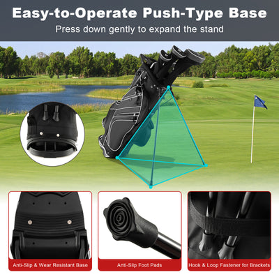 Golf Stand Cart Bag with 6-Way Divider Carry Pockets-Black