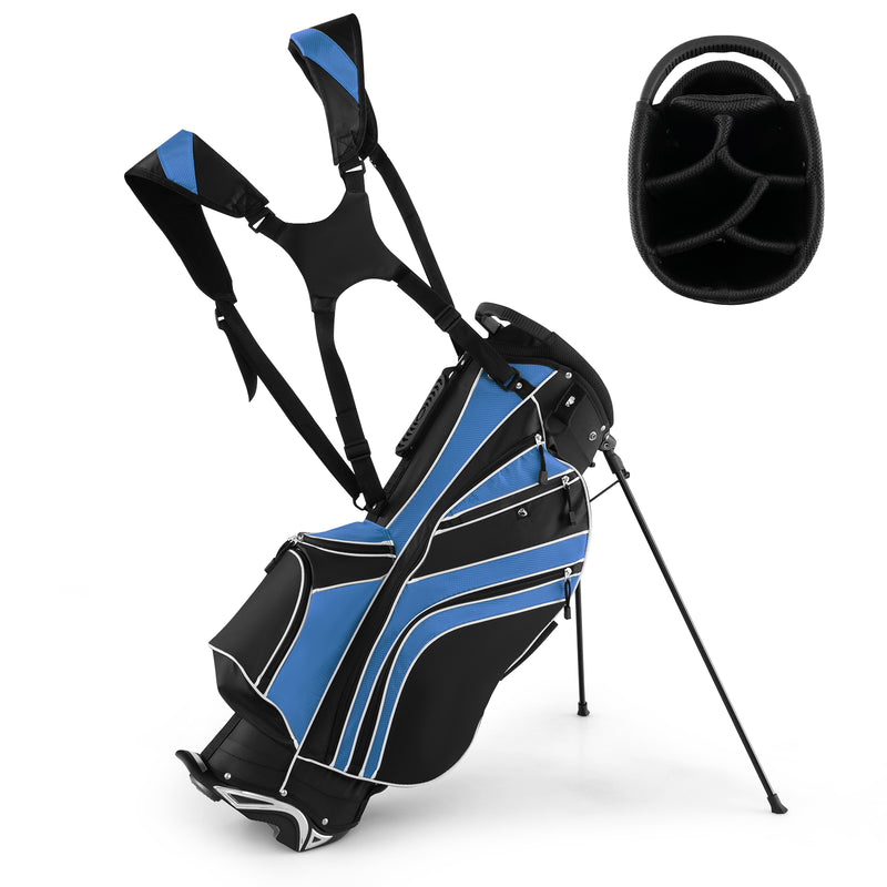 Golf Stand Cart Bag with 6-Way Divider Carry Pockets-Blue