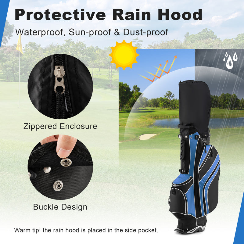 Golf Stand Cart Bag with 6-Way Divider Carry Pockets-Blue