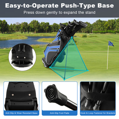 Golf Stand Cart Bag with 6-Way Divider Carry Pockets-Blue