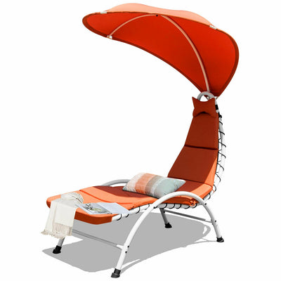 *Patio Hammock Chaise Lounger Chair with Canopy - Orange
