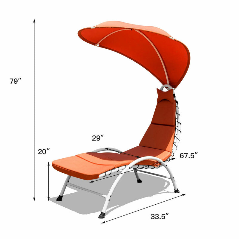 *Patio Hammock Chaise Lounger Chair with Canopy - Orange