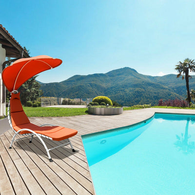 *Patio Hammock Chaise Lounger Chair with Canopy - Orange