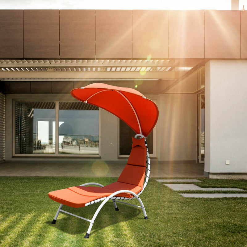 *Patio Hammock Chaise Lounger Chair with Canopy - Orange
