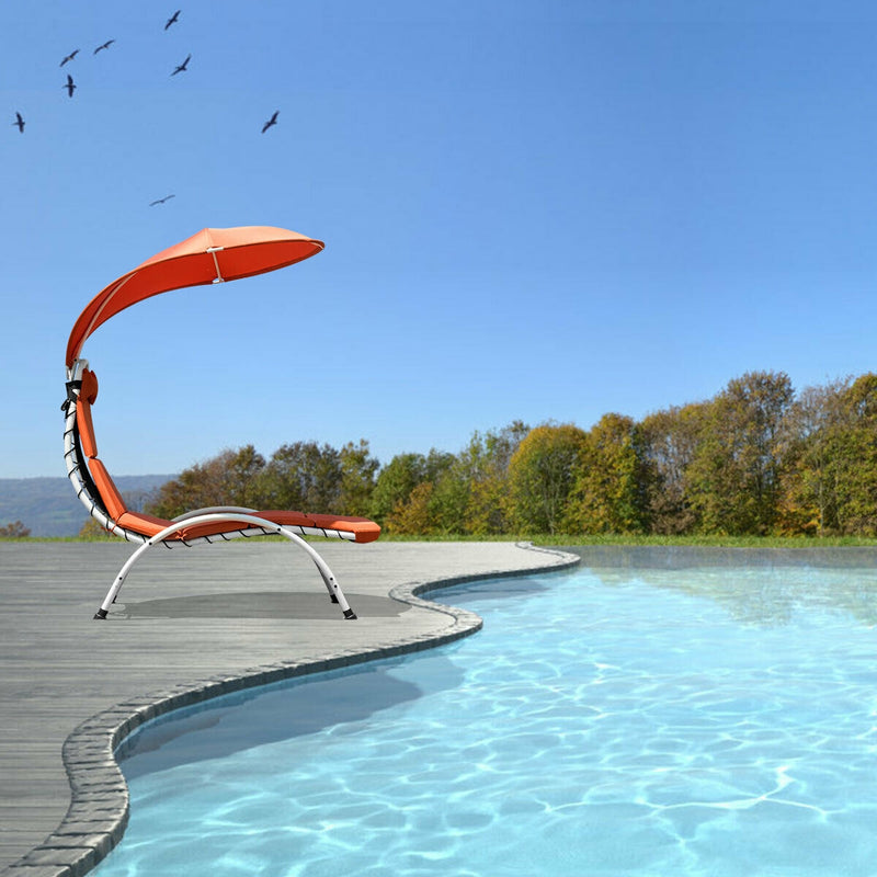 *Patio Hammock Chaise Lounger Chair with Canopy - Orange