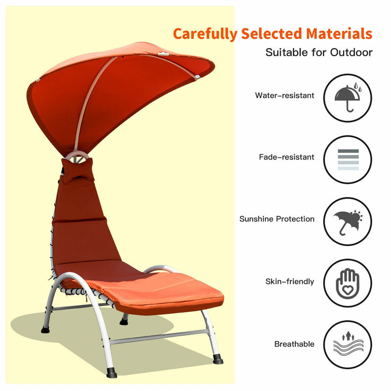 *Patio Hammock Chaise Lounger Chair with Canopy - Orange