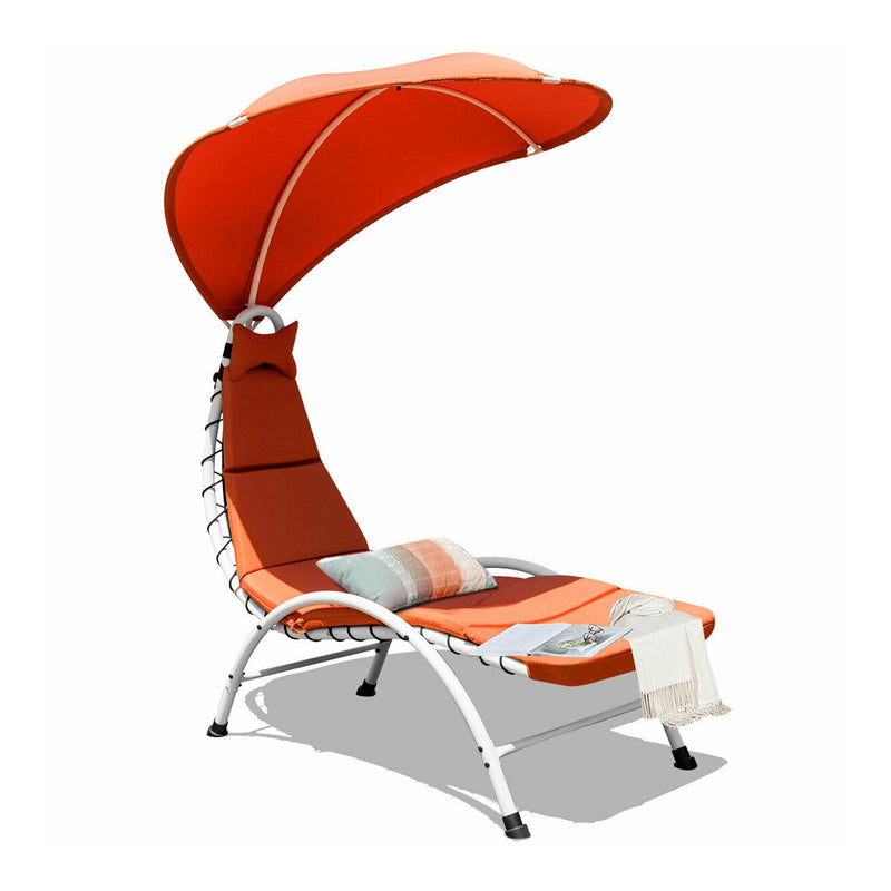 *Patio Hammock Chaise Lounger Chair with Canopy - Orange