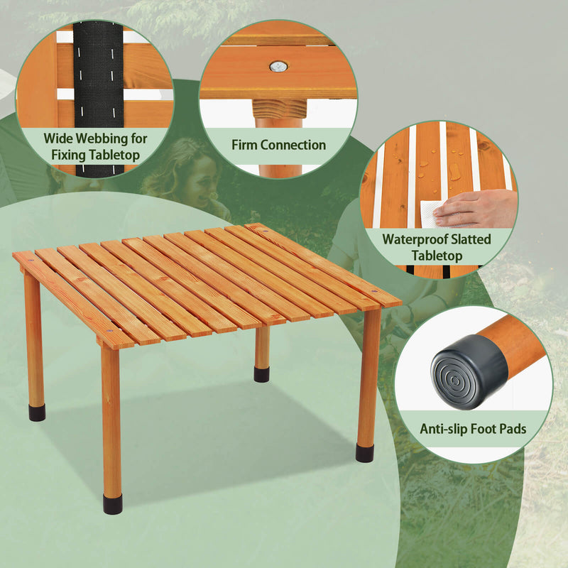 Folding Outdoor Camping Table with Carrying Bag for Picnics and Party-Natural