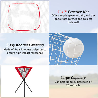 Portable Practice Net Kit with 3 Carrying Bags-Red