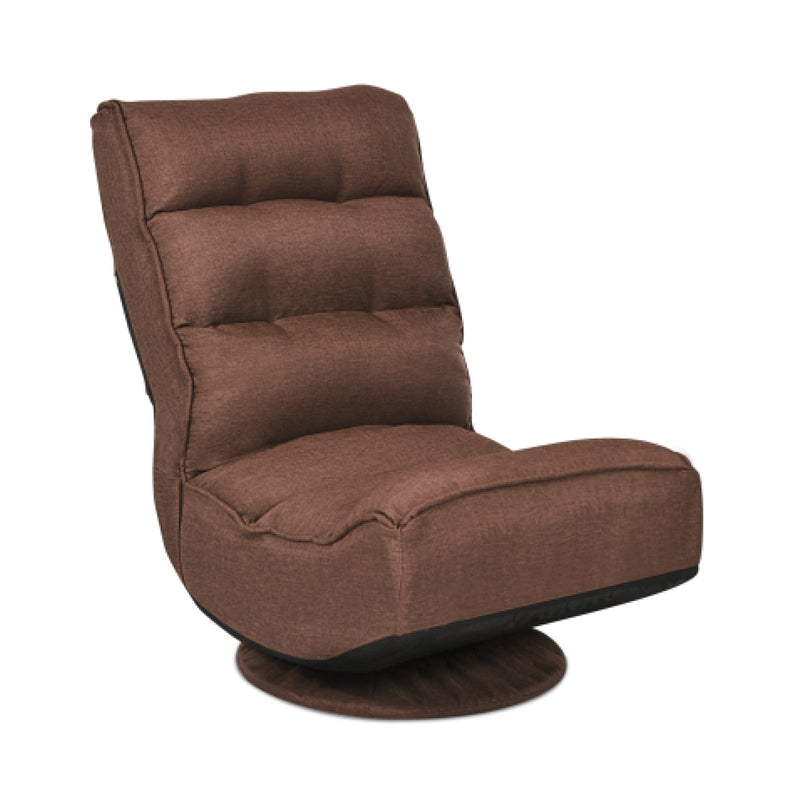 *360-Degree Swivel Folding Floor Gaming Chair with Adjustable Backrest - Rustic Brown