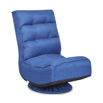 *360-Degree Swivel Folding Floor Gaming Chair with Adjustable Backrest - Navy