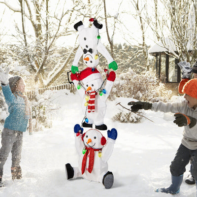 5.6 Feet Lighted Stacked Snowmen Christmas Decoration