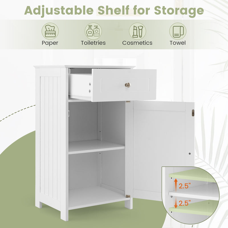 Single Door Bathroom Cabinet with Adjustable Shelf and Drawer