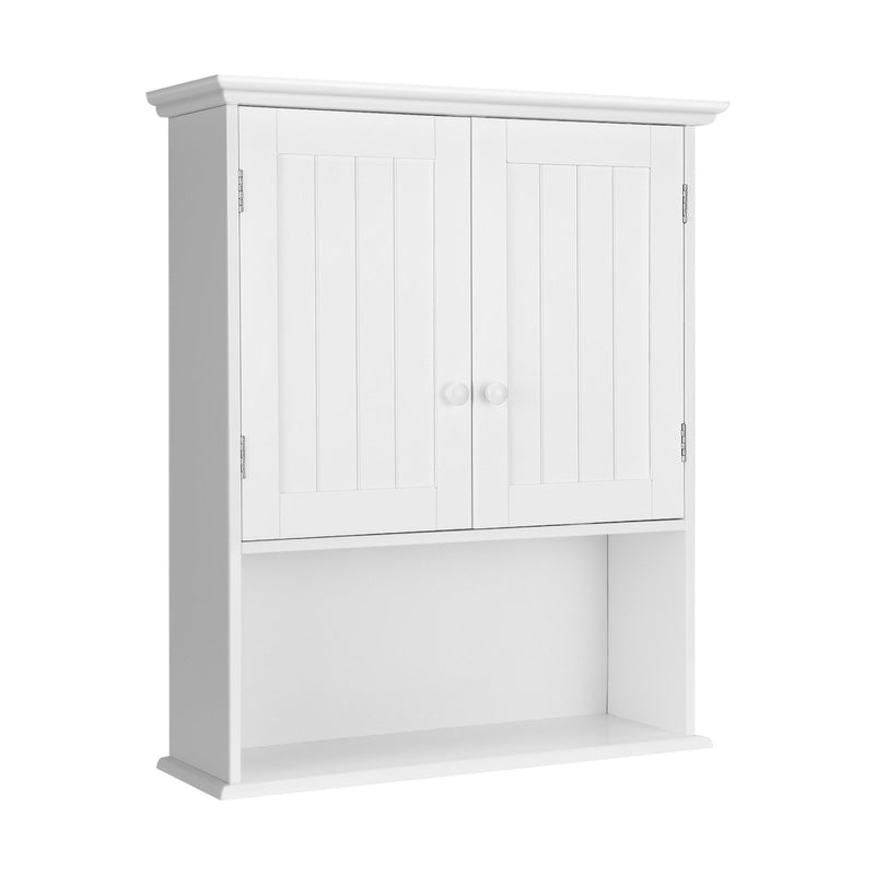 2-Door Wall Mount Bathroom Storage Cabinet with Open Shelf in White