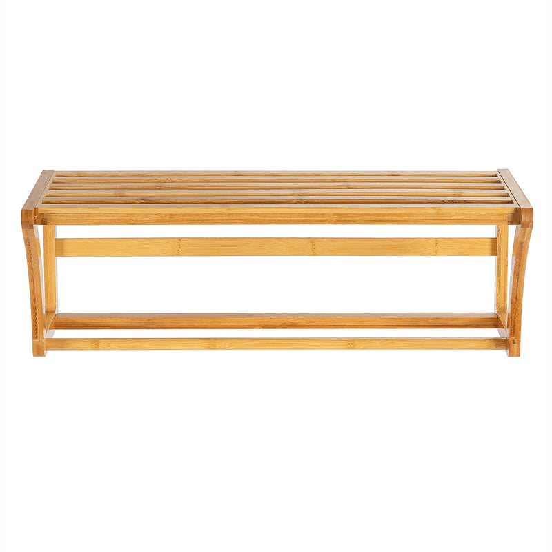 Bamboo Towel Bar Wall Mounted Storage Towel Rack Bathroom Shelf