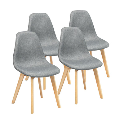 4 Pieces Modern Dining Chair Set with Wood Legs and Fabric Cushion Seat