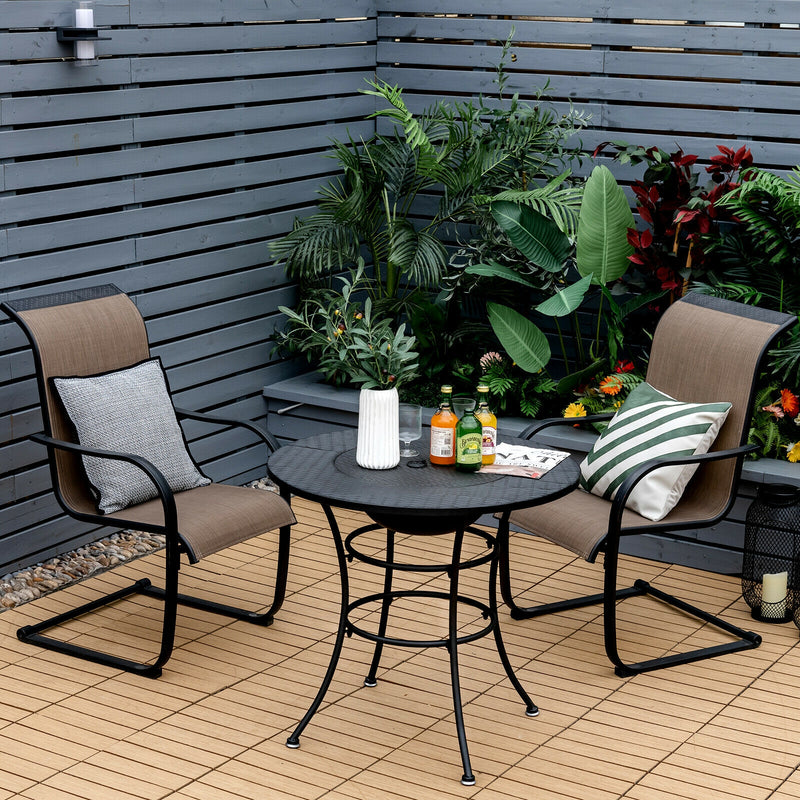 *31.5 Inch Patio Fire Pit Dining Table With Cooking BBQ Grate