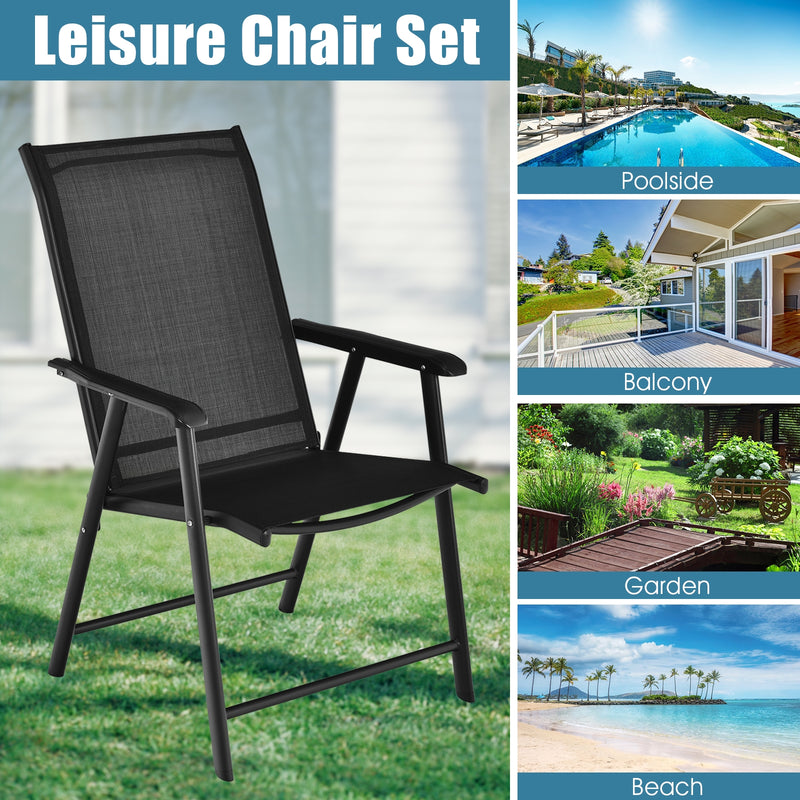 4-Pack Patio Folding Chairs Portable for Outdoor Camping-Black