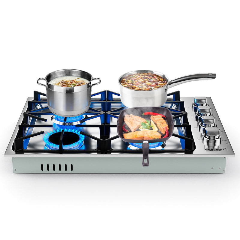 *30/36 Inch Gas Cooktop with 4/6 Powerful Burners and ABS Knobs - 30 inches