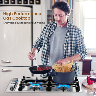 *30/36 Inch Gas Cooktop with 4/6 Powerful Burners and ABS Knobs - 30 inches