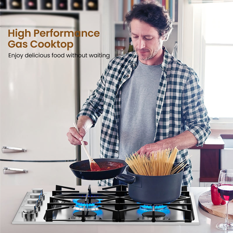 *30/36 Inch Gas Cooktop with 4/6 Powerful Burners and ABS Knobs - 30 inches