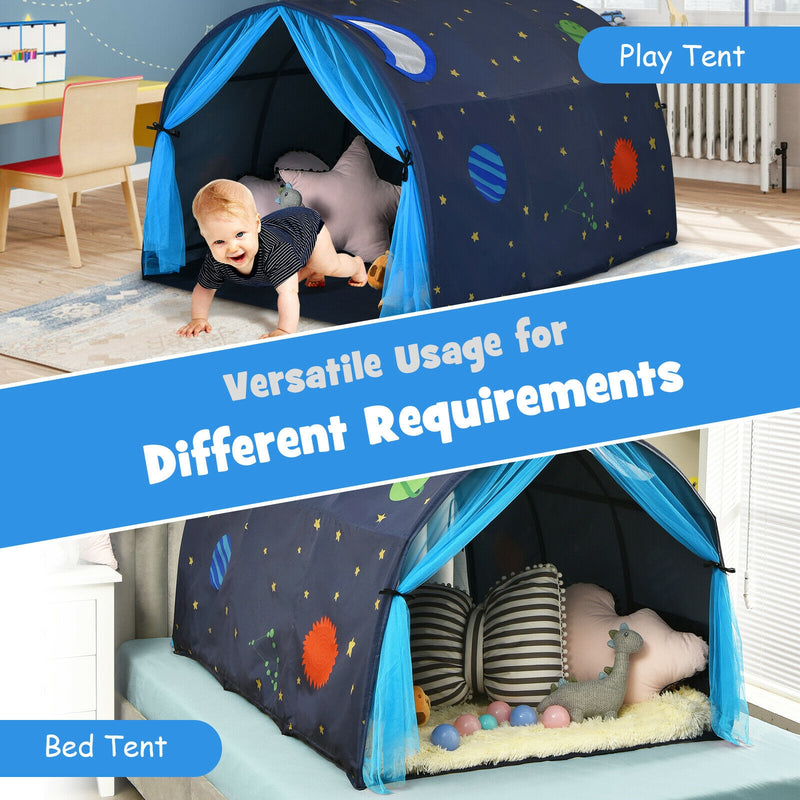 Kids Galaxy Starry Sky Dream Portable Play Tent with Double Net Curtain-Blue
