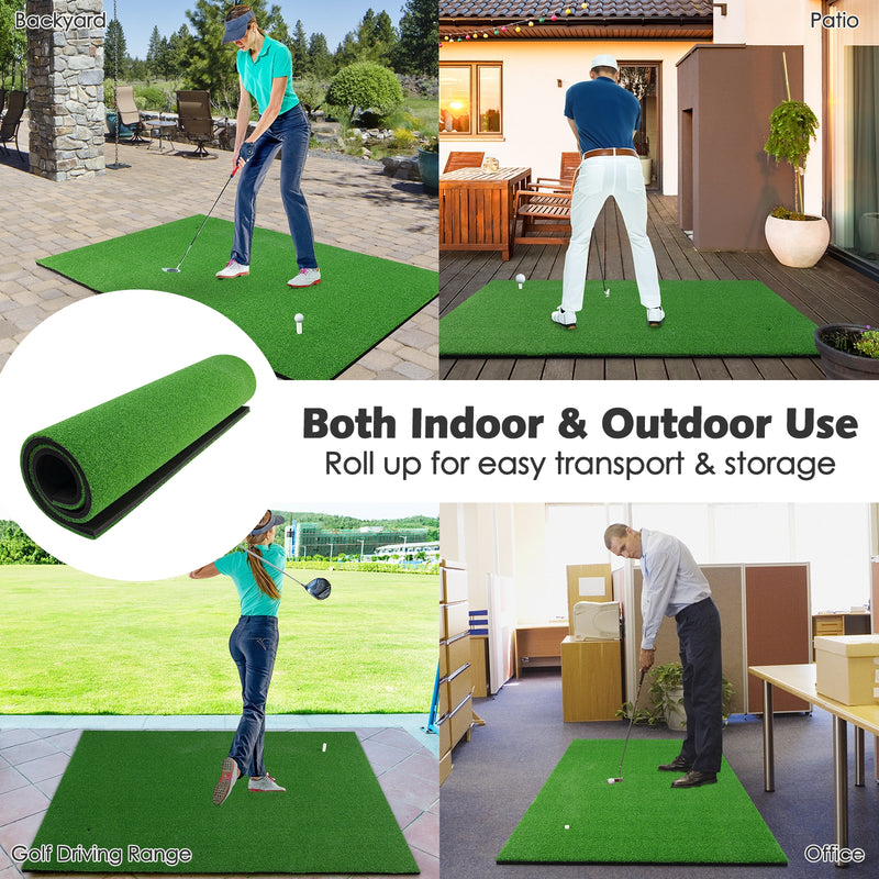 5 x 3 Feet Standard Real Feel Golf Practice Hitting Mat with Synthetic Turf and 3 Tees