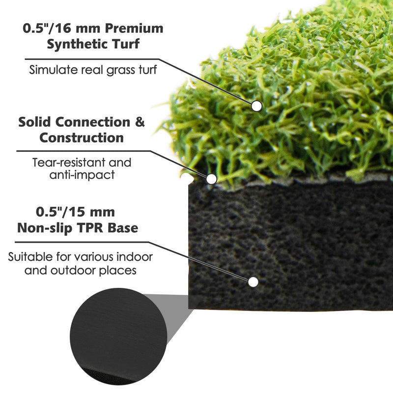5 x 3 Feet Standard Real Feel Golf Practice Hitting Mat with Synthetic Turf and 3 Tees