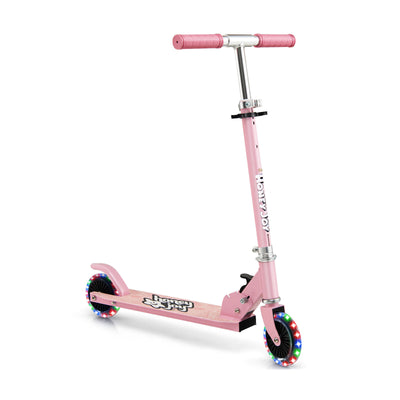 Folding Adjustable Height Kids Toy Kick Scooter with 2 Flashing Wheels-Pink