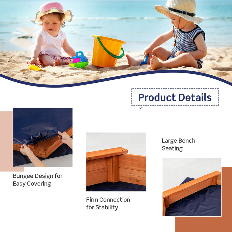 *Hexagon Wooden Cedar Sand Box with Seat Boards