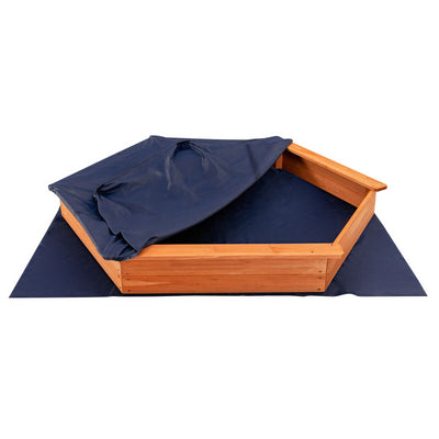 *Hexagon Wooden Cedar Sand Box with Seat Boards