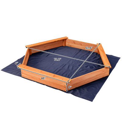 *Hexagon Wooden Cedar Sand Box with Seat Boards