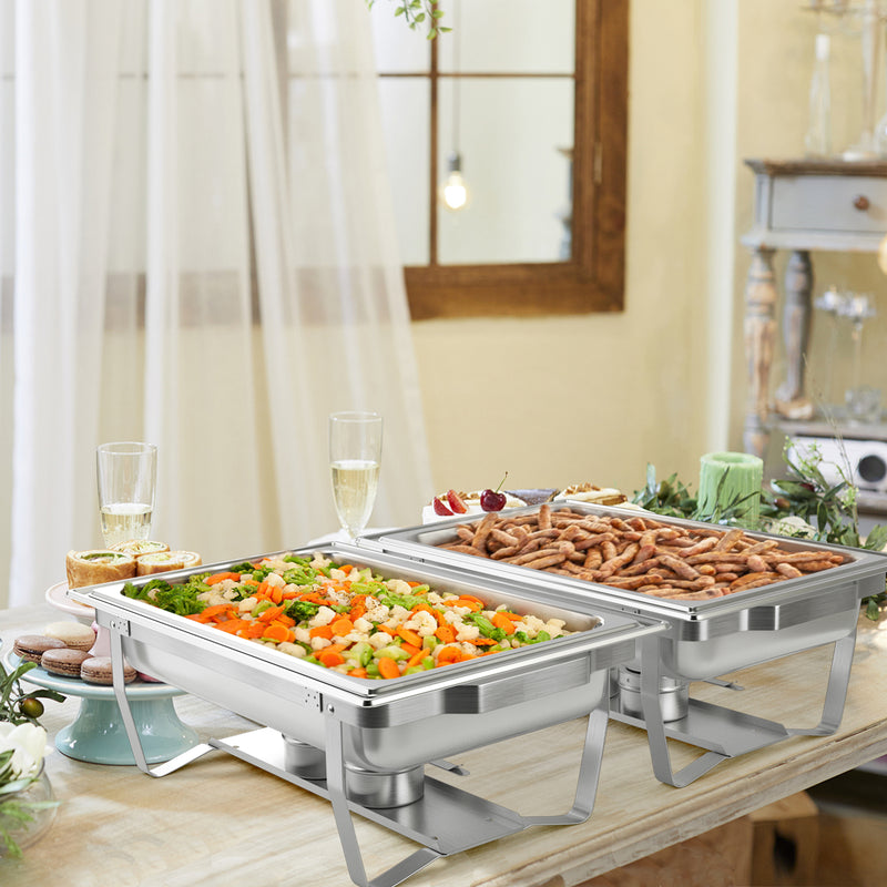 2 Packs Chafing 9 Quart Stainless Rectangular Chafer Buffet
