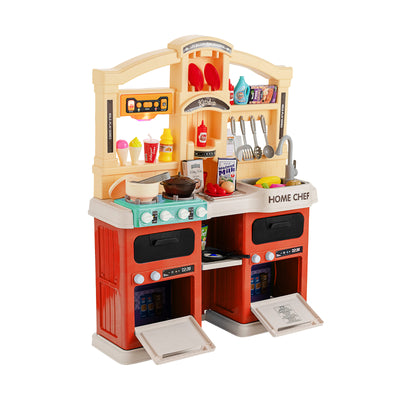 69 Pieces Kitchen Playset Toys with Realistic Lights and Sounds-Orange